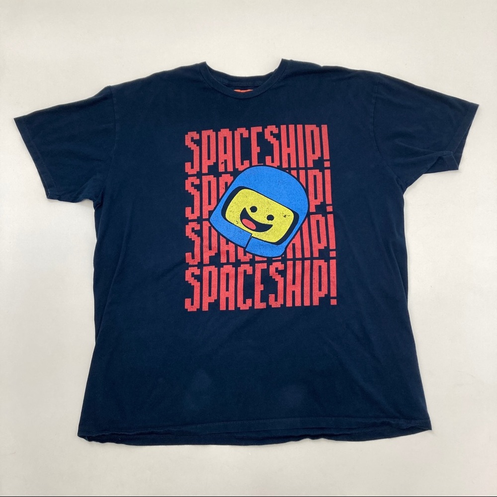 Bustedtees Navy Blue Spaceship Graphic Tee Shirt 2XL